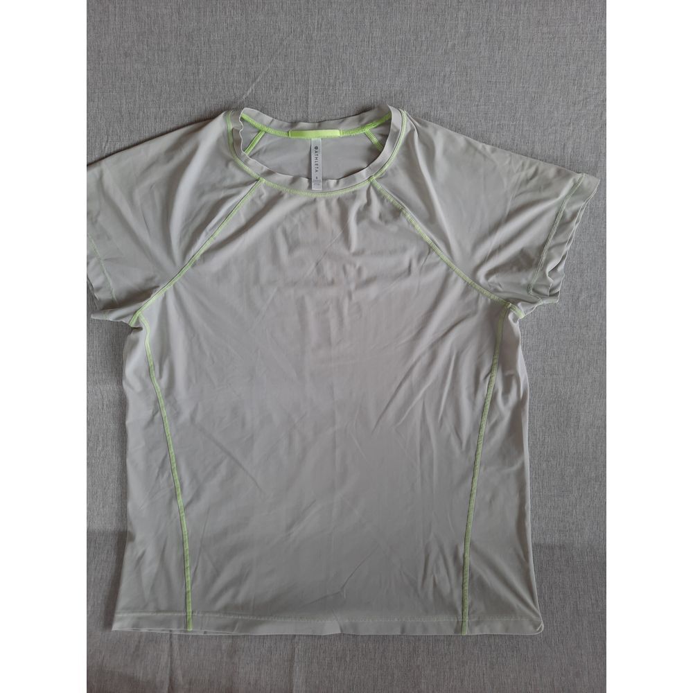 Athleta Women Small Performance Spandex Top Blouse Short Sleeve Multicolor Nylon